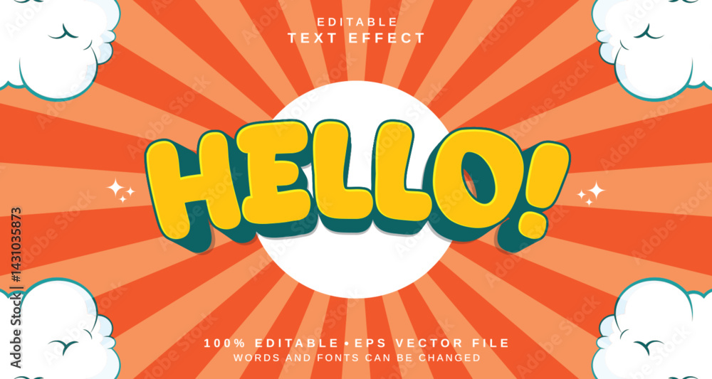 Aufkleber editable text style effect - hello text style theme.