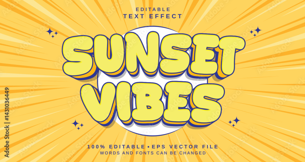 Poster editable text style effect - sunset vibes text style theme.
