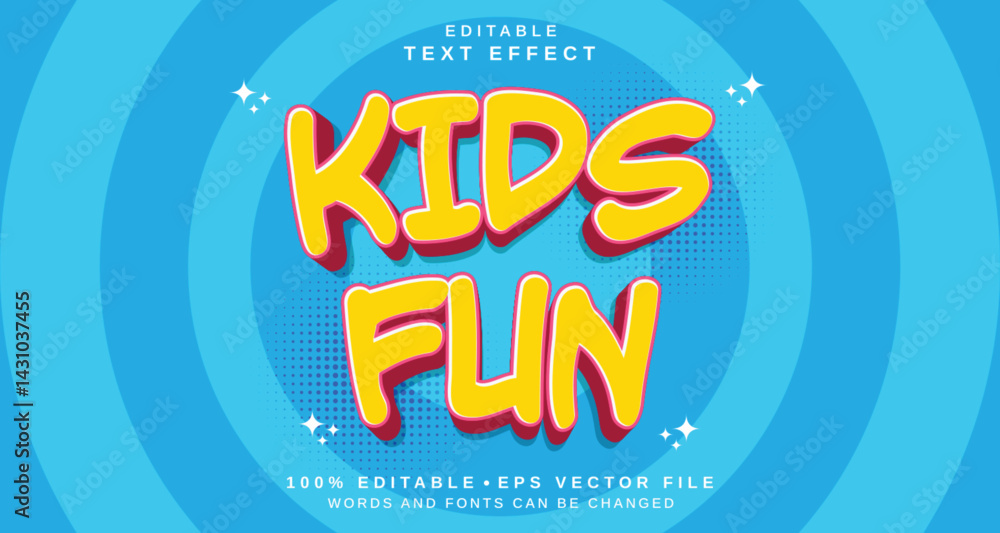 Poster editable text style effect - kids fun text style theme.