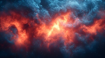 Fototapeta premium Fiery, blue and red cosmic cloudscape.
