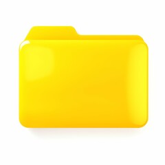 yellow folder icon, minimalist design, vibrant color, glossy surface, shadow reflection, digital illustration, clean background, office organization, file storage concept