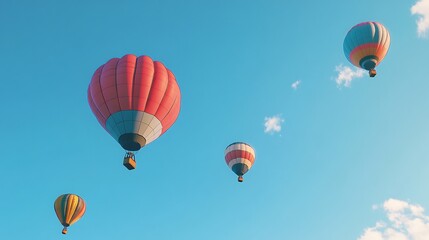 Fototapeta premium Serene Hot Air Balloons Soaring in a Vibrant Sky
