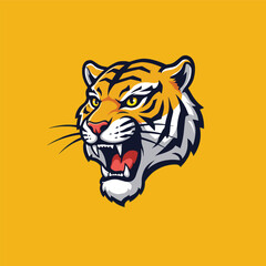 Aggressive Roaring Tiger Face Mascot Logo