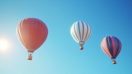 Obraz premium Serene Hot Air Balloons Ascending in a Sunny Sky