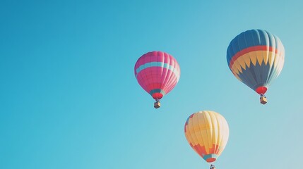Obraz premium Colorful Hot Air Balloons Ascending: A Serene Vista