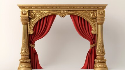 Ornate Golden Archway with Red Drapes (1)