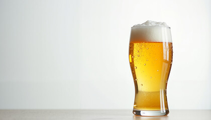 Refreshing ginger beer in a glass with frothy top  