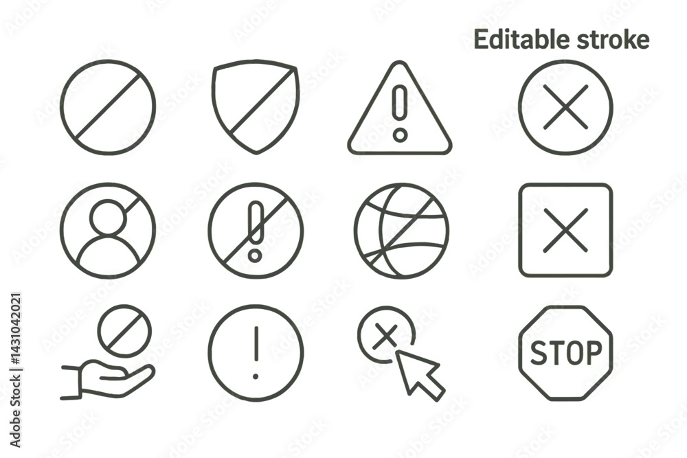 Poster vector icon set featuring various symbols and signs for diverse applications in design and communica