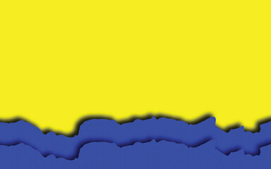 abstract background with colorful waves, Psychedelic paper shapes background, yellow and blue background