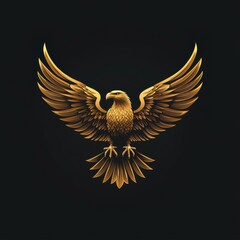 Golden eagle emblem with intricate details representing strength and freedom set against a dark background
