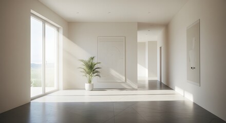 Interior View of a Bright Minimalist Corridor