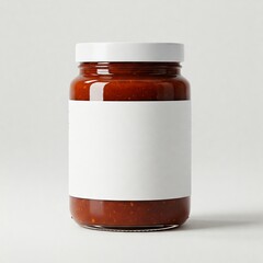 Gourmet BBQ Sauce Jar Tomato-Based Blank Label Isolated White