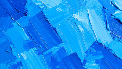 Abstract rough blue painting texture, oil brush stroke. Hand drawn art. Palette knife technique.