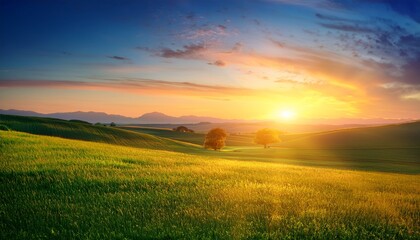 Obraz premium sunrise sky background of countryside landscape