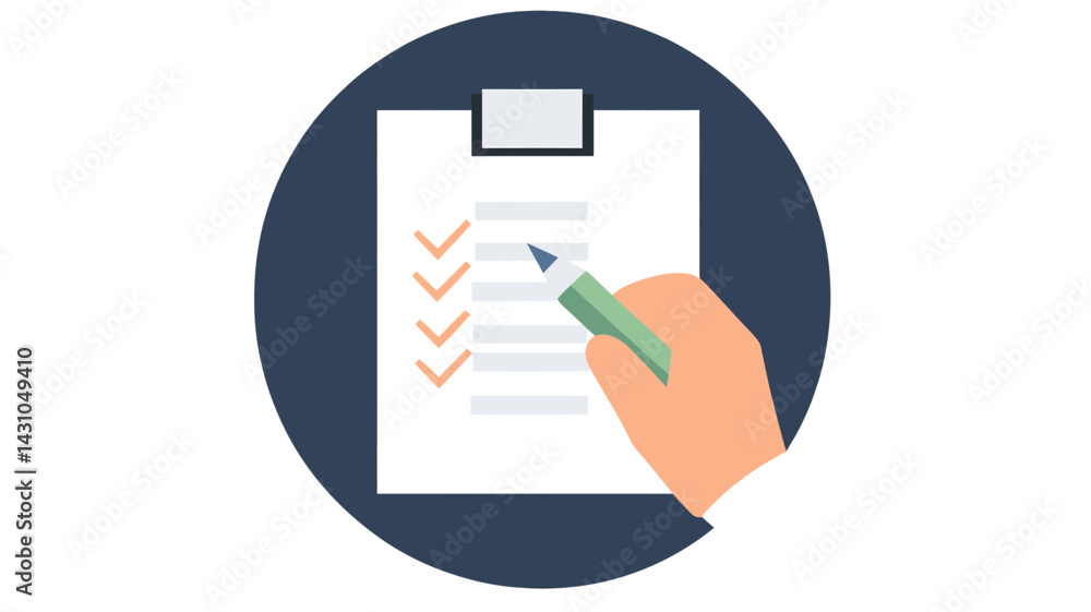 Poster agreement confirmation vector icon - modern flat design checkmark on clipboard concept for task and 