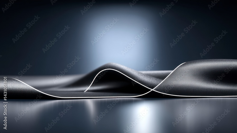 Poster abstract dark gray textured surface with soft light, undulating waves, and subtle reflections. clean