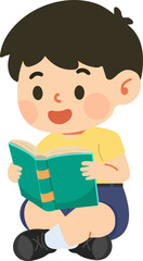 Fototapeta premium Boy Sitting and Reading a Book Kid