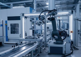 Fototapeta premium Automated robotic arm in a factory