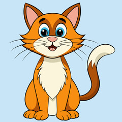 Obraz premium Cute Orange Cartoon Cat Sitting Illustration