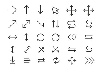 Vector icon set featuring various arrow designs and cursor symbols for graphic and web design projects