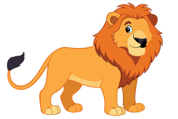 Obraz premium Friendly Cartoon Lion Standing Illustration for Childrens Book or Educational Material