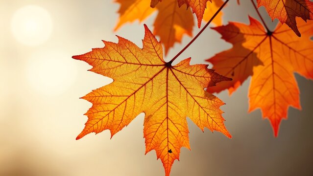 Gleaming golden maple leaf in artistic display against a neutral background