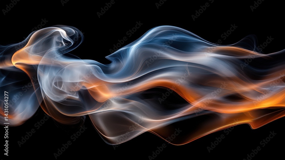 Poster abstract smoke trails in multiple colors, twisting and blending together in a mesmerizing display