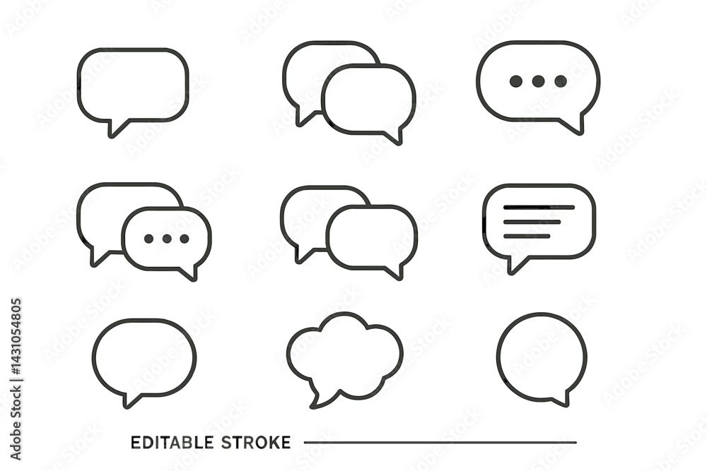 Poster vector icon set featuring various speech bubbles for communication and dialogue design