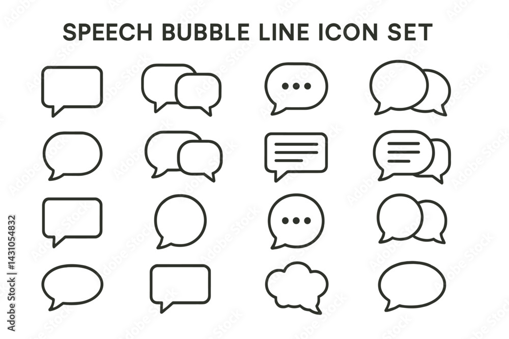 Poster vector icon set featuring various speech bubbles for communication themes and design projects