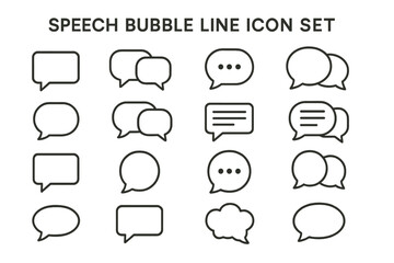 Vector icon set featuring various speech bubbles for communication themes and design projects