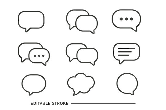 Vector icon set featuring various speech bubbles for communication and dialogue design