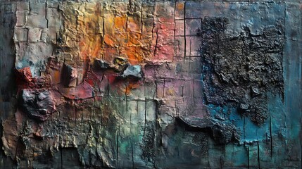 Textured Abstract Landscape: A Moody, Impasto Painting