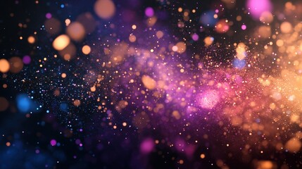 Fototapeta premium An explosion of tiny, colorful particles suspended in midair, frozen in motion against a dark backdrop