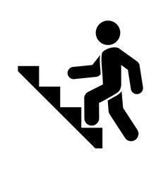 Vector illustration of step up stairs icon on white background.