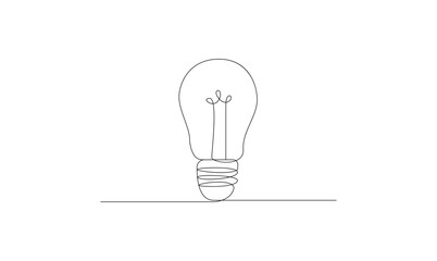 Vector continuous one simple single abstract line drawing of Light bulb creativity concept isolated on a white background