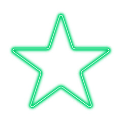 Green neon star on transparent background. Vector illustration