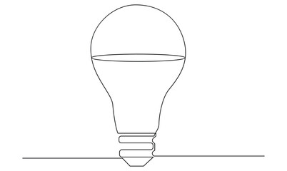 Vector continuous one simple single abstract line drawing of Light bulb creativity concept isolated on a white background