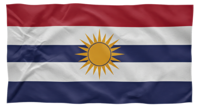 Isolated Abstract Flag Design with Sun Symbol