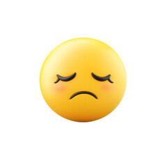 Fototapeta premium 3D Render of a Sad Emoji with Closed Eyes and Blushing Cheeks