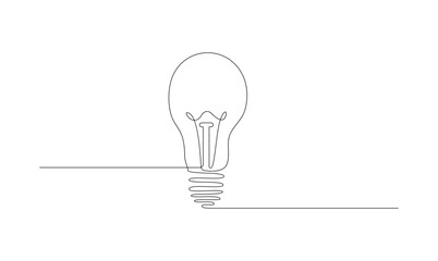 Vector continuous one simple single abstract line drawing of Light bulb creativity concept isolated on a white background