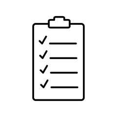 Completed Checklist: A simple line art illustration of a clipboard with a checklist. It conveys a sense of completion and accomplishment, perfect for depicting organization and productivity.