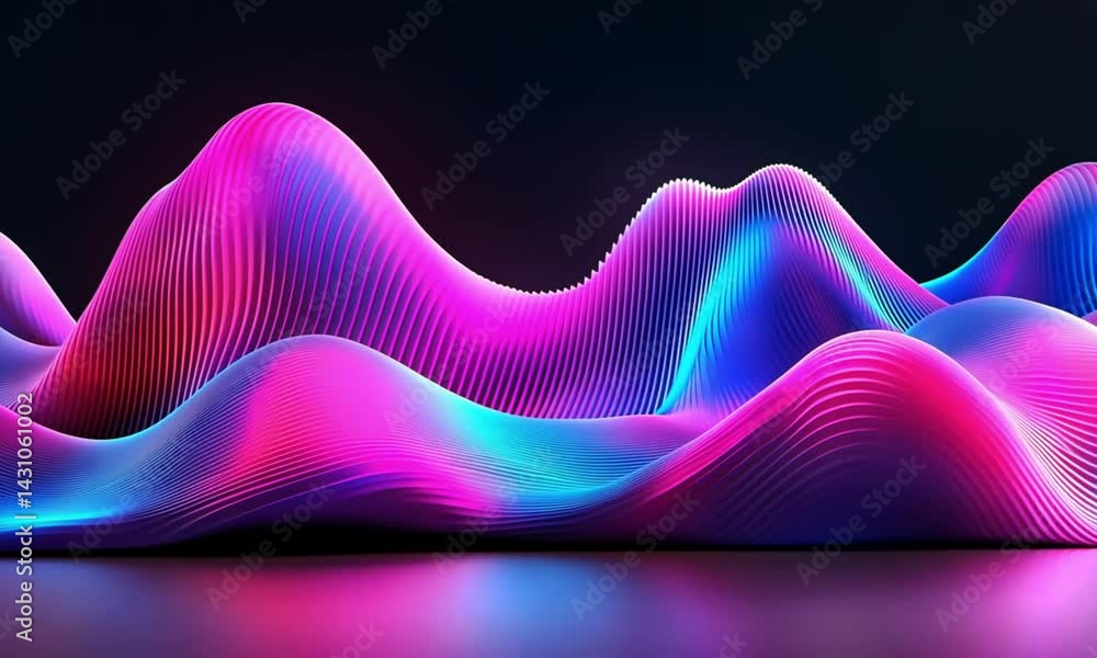 Wall mural blurry glowing streaks rippling gently against a dark gradient background made with generative ai te