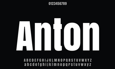 Anton vector font alphabet with numbers