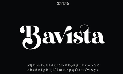 Bavista_Soulare vector font alphabet with numbers