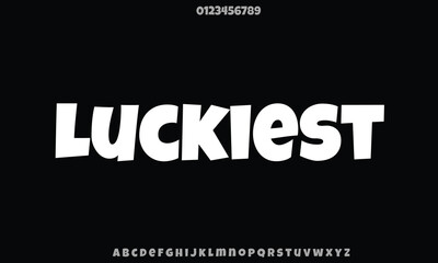 Luckiest Guy vector font alphabet with numbers
