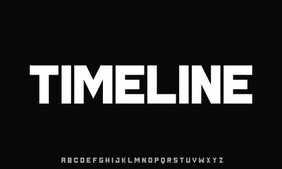 Timeline Regular vector font alphabet with numbers