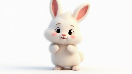 Cute White Cartoon Easter Bunny
