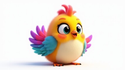 Fototapeta premium Cartoon Bird With Colorful Feathers