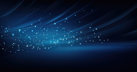Fototapeta premium Abstract blue background with light rays and stars, glowing lines on dark background for a modern design vector presentation template