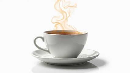 Obraz premium Steaming Hot Coffee In White Cup